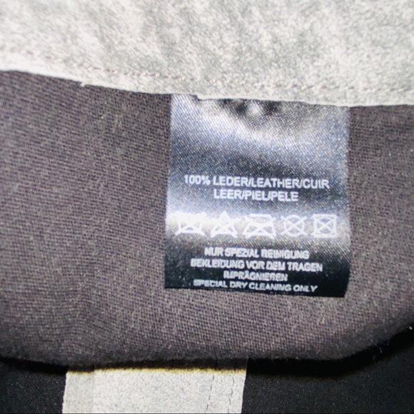 Shades of Gray Abstract Style Genuine Leather Biker Pants with Stretch Size 4 - Picture 11 of 12